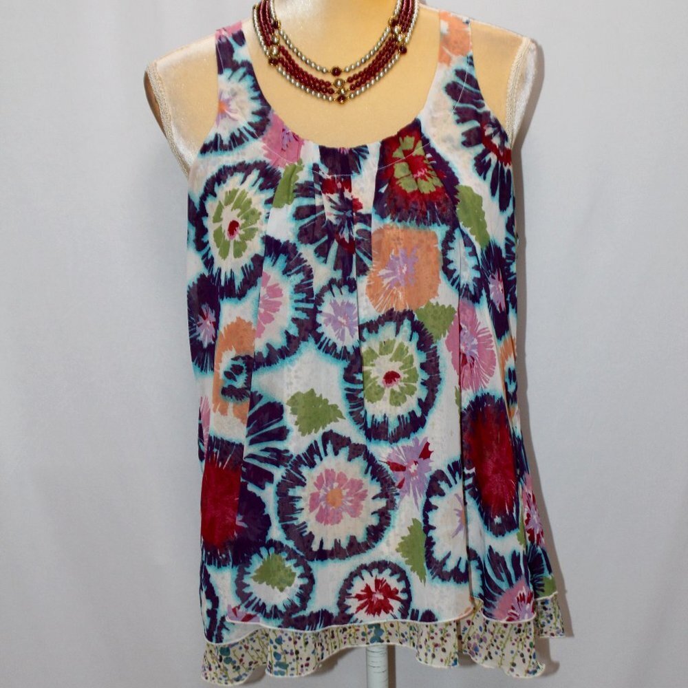 American Rag Abstract Floral Racer Back Tank Layered Top